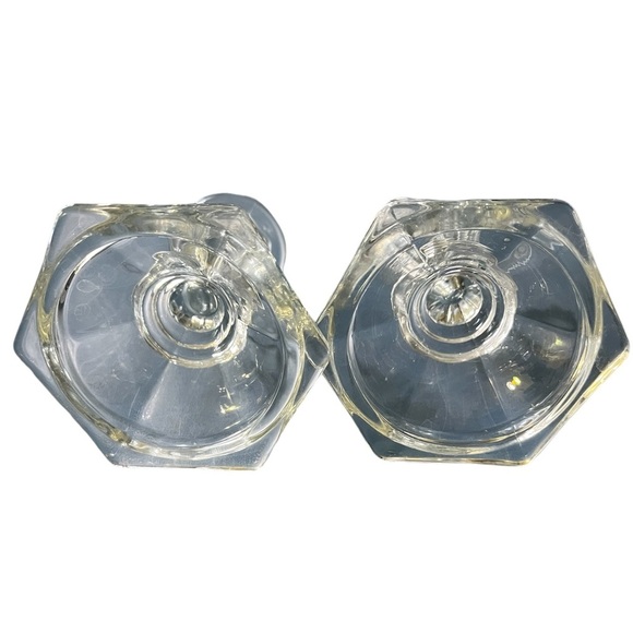 Clear Glass Vintage Candle Stick Holders - Picture 3 of 3